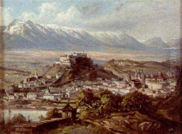 Blick Auf Salzburg, Von Kapuzinerberg Aus Gesehen Oil Painting by Hubert Sattler