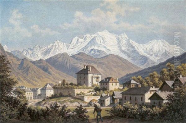 Montblanc Von Sallenches Aus Gesehen Oil Painting by Hubert Sattler