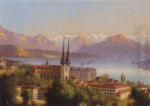 Blick Auf Genf Oil Painting by Hubert Sattler