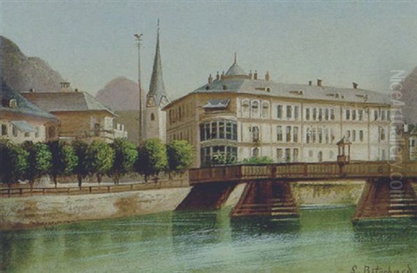 Promenade In Bad Ischl Oil Painting by Hubert Sattler