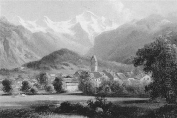 Blick Auf Das Wetterhorn Oil Painting by Hubert Sattler