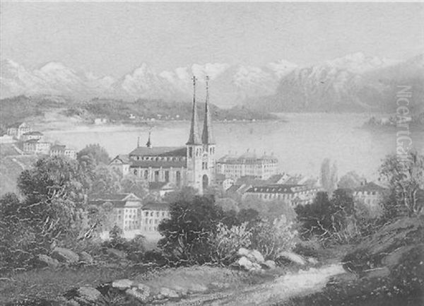 Ansicht Von Lausanne Oil Painting by Hubert Sattler