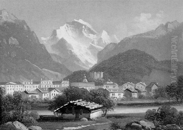 Blick Auf Interlaken In Der Schweiz Oil Painting by Hubert Sattler