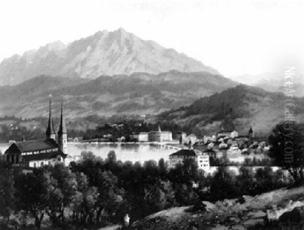 Blick Auf Luzern Und Pilatus Oil Painting by Hubert Sattler