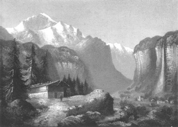 Blick Auf Die Jungfrau Und Den Staubbach Oil Painting by Hubert Sattler