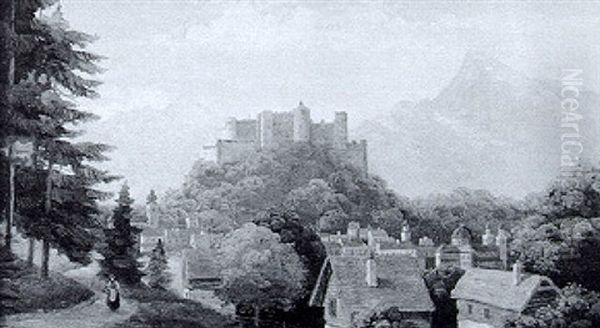 Blick Auf Die Festung Hohensalzburg Oil Painting by Hubert Sattler