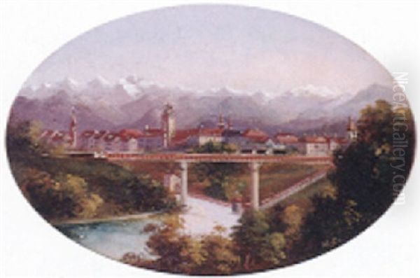 Blick Auf Fribourg In Der Schweiz Oil Painting by Hubert Sattler