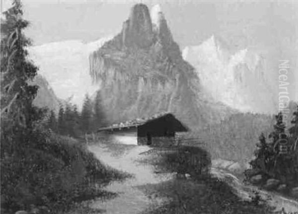 Wellhorn Und Wetterhorn Mit Rosenlani Gletscher Oil Painting by Hubert Sattler