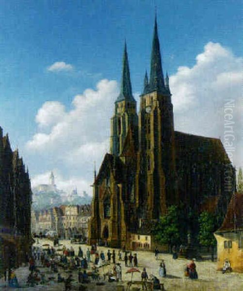 Nurnberg Cathedral Oil Painting by Hubert Sattler