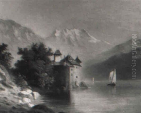 Schlos Chillon Oil Painting by Hubert Sattler