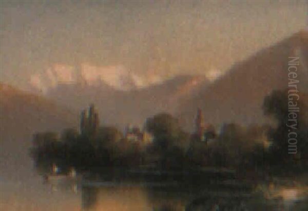 Thun In Der Schweiz Oil Painting by Hubert Sattler