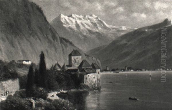 Schlos Chillon Oil Painting by Hubert Sattler