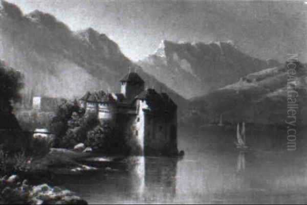 Schlos Chillon Oil Painting by Hubert Sattler