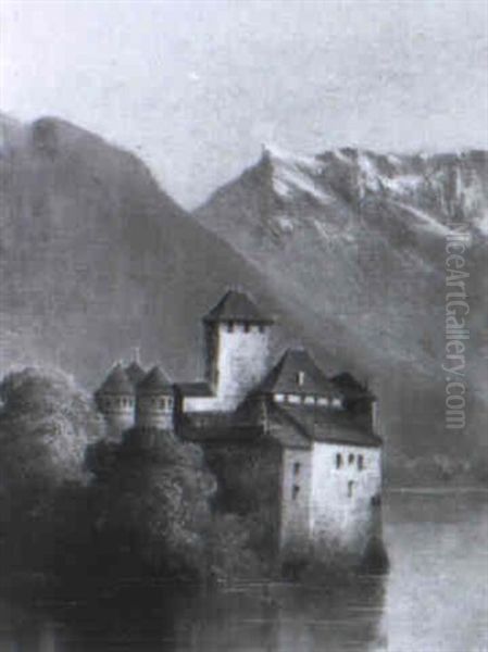 Schlos Chillon Oil Painting by Hubert Sattler