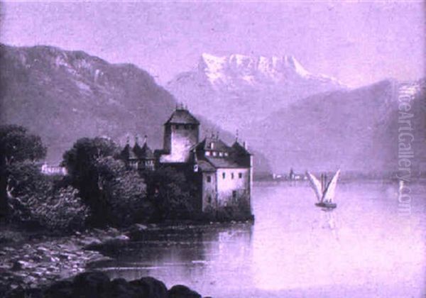 Ansicht Des Genfersees Mit Schlos Chillon Oil Painting by Hubert Sattler