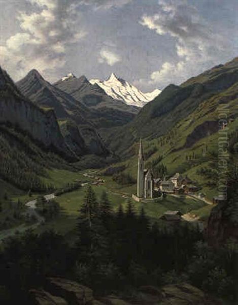 Heiligenblut Mit Blick Auf Die Pasterze Oil Painting by Hubert Sattler