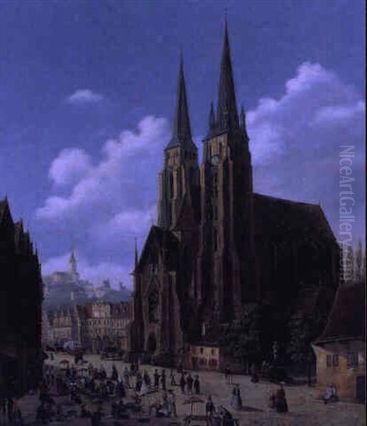 Domplatz Oil Painting by Hubert Sattler