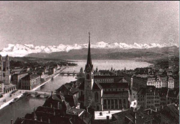 Blick Auf Zurich Oil Painting by Hubert Sattler