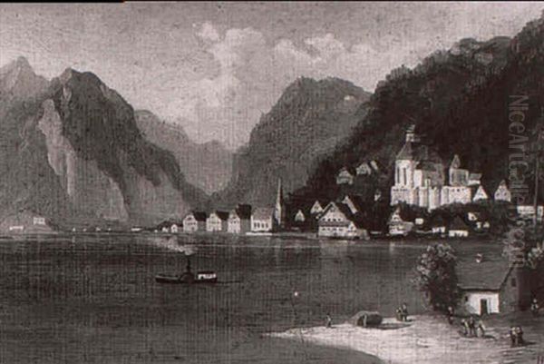 Hallstatt Oil Painting by Hubert Sattler