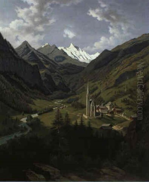 Heiligenblut Mit Blick Auf Die Pasterze Oil Painting by Hubert Sattler