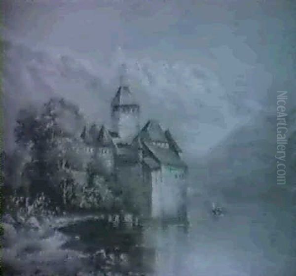 Chateau Chillon Bei Montreux Am Genfer See Oil Painting by Hubert Sattler