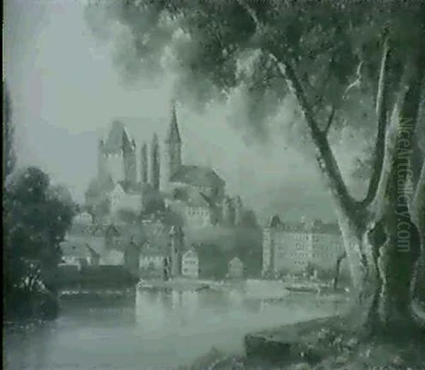 Thun Am Thuner See Oil Painting by Hubert Sattler