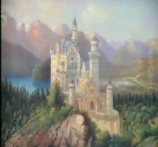 Schloss Neuschwanstein Oil Painting by Hubert Sattler