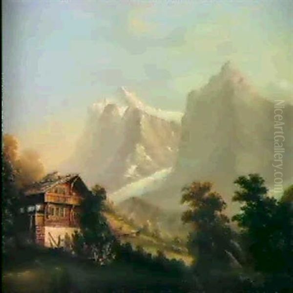 Ein Paar Landschaften Im Berner Oberland Oil Painting by Hubert Sattler