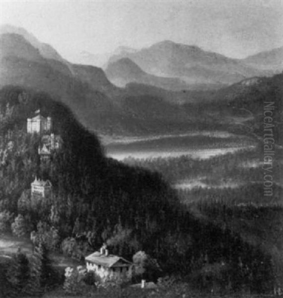 Feste Hohenschwangau Oil Painting by Hubert Sattler