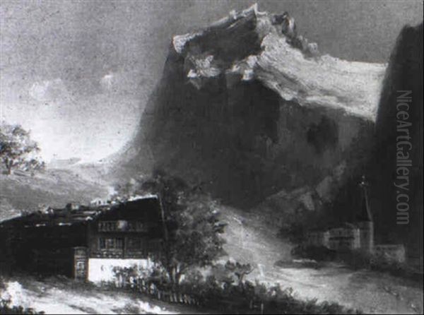 Blick Auf Das Wetterhorn Oil Painting by Hubert Sattler