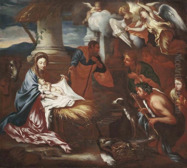 The Adoration Of The Shepherds Oil Painting by Sebastian Bourdon