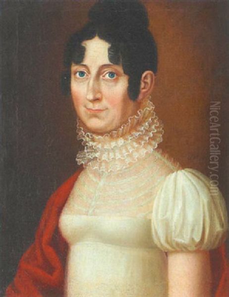 Bildnis Einer Dame Mit Hochgestecktem Schwarzem Haar Und Weisem Empirekleid Oil Painting by Johann Michael (Satler) Sattler