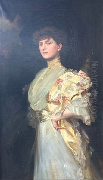 Portrait Of Mrs Wooliscroft, The Artist's Sister Oil Painting by Robert Sauber