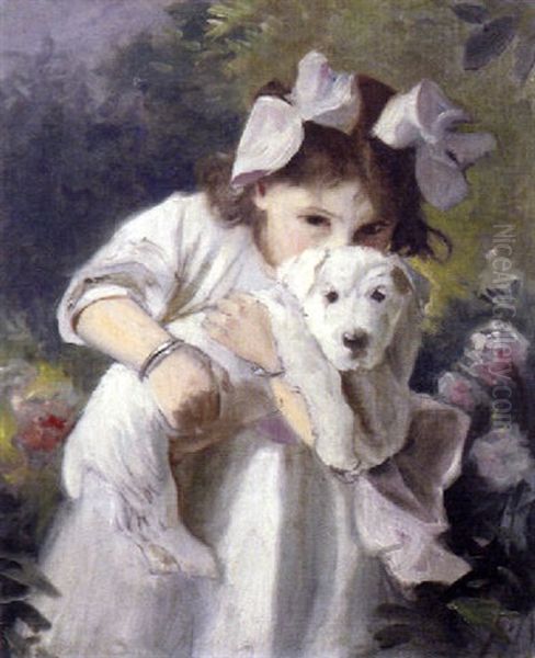 Portrait Of Miss Kitty Wooliscroft, The Artist's Niece Oil Painting by Robert Sauber