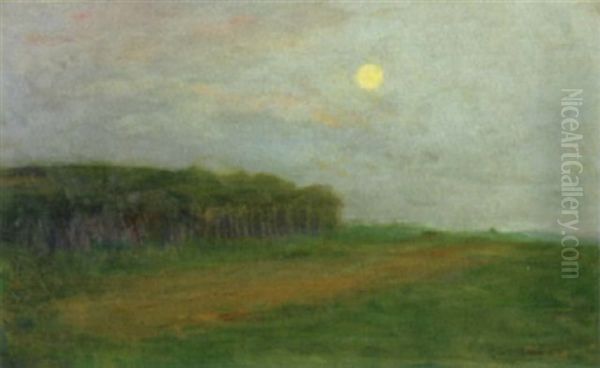 Abendstimmung Mit Vollmond Oil Painting by Kurt Sauer