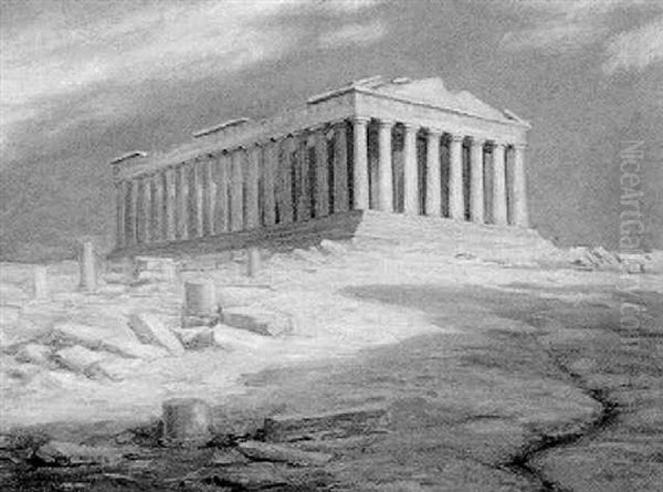 Parthenon In Athen Oil Painting by Kurt Sauer