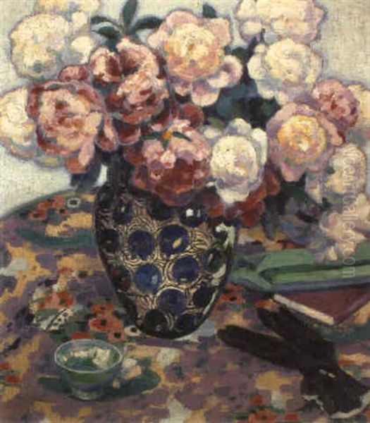 Vase De Fleurs Oil Painting by Walter Sauer