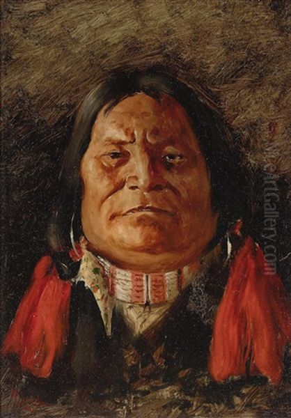 Indian Portrait Oil Painting by Frank Paul Sauerwein