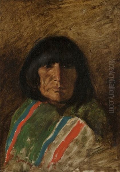 Indian Portrait Oil Painting by Frank Paul Sauerwein