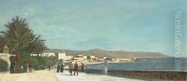 The Promenade At San Remo Oil Painting by Louis Saugy