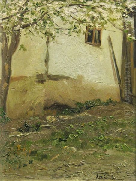 The Yard Behind The House Oil Painting by Eduard Saulescu