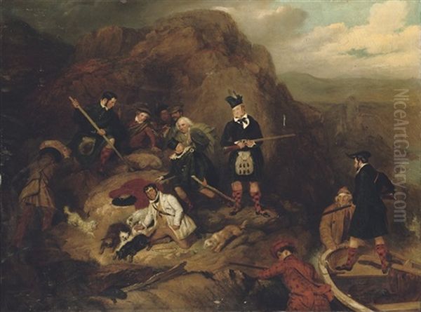 The Islay Otter Hunt Oil Painting by George Saunders