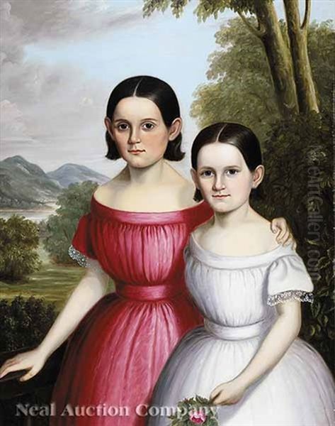 Portrait Of Two Sisters Oil Painting by William Carroll Saunders