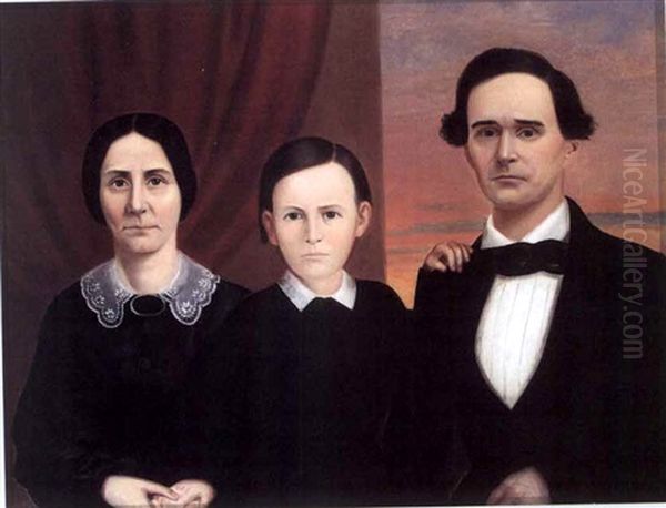 Group Portrait Of A Family, A Husband And Wife And Their Son Oil Painting by William Carroll Saunders