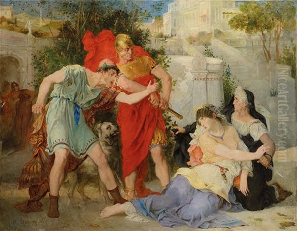 Narcisse Et Messaline Dans Les Jardins De Lucullus Oil Painting by Noel Saunier