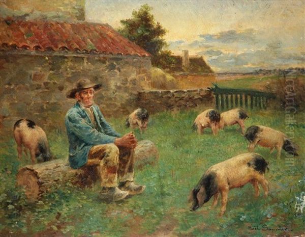 Le Gardien De Cochon Oil Painting by Noel Saunier