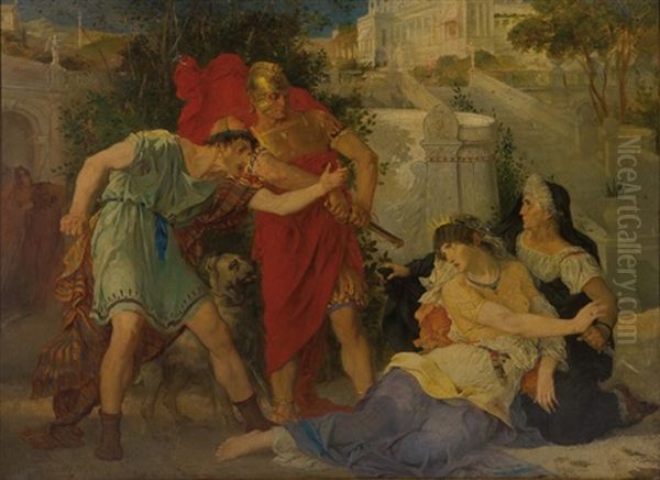 Narcisse Et Messaline Dans Les Jardins De Lucullus Oil Painting by Noel Saunier