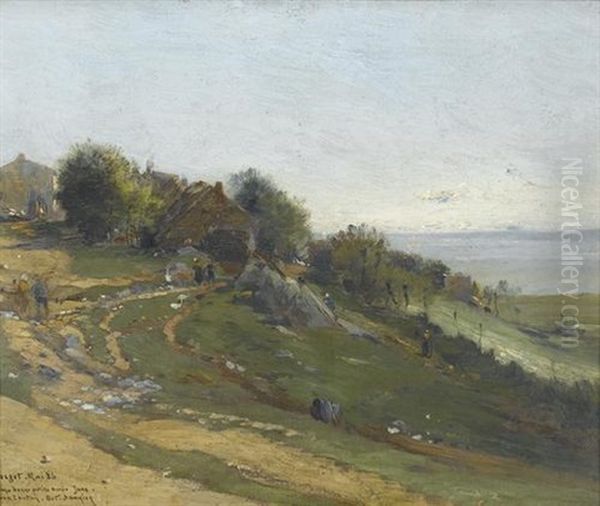 Dorfrand Mit Feldern Und Staffage Oil Painting by Octave Alfred Saunier