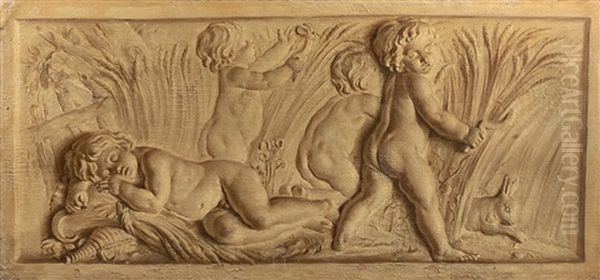 Les Amours Moissonneurs En Bas-relief En Trompe L