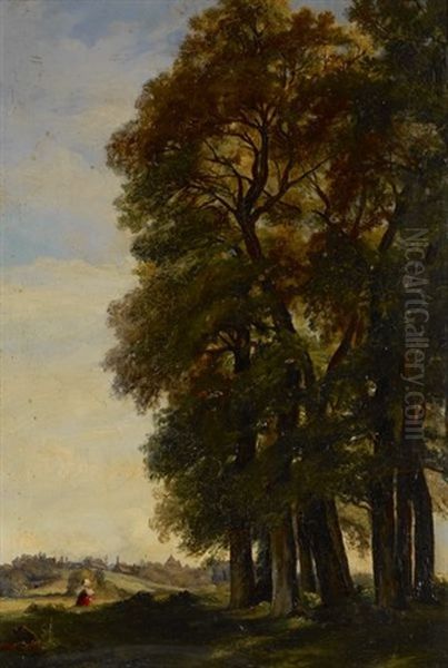 Village En Lisiere De Foret Oil Painting by Charles Theodore Sauvageot